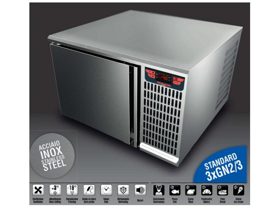 Abbattitore di temperatura 3 teglie GN 2/3 ATT02 serie Attila.